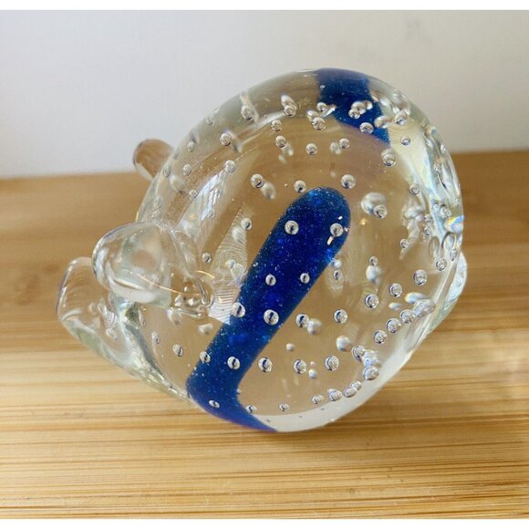 Blown Glass Pig Paperweight Center Blue Murano Style - Picture 4 of 7